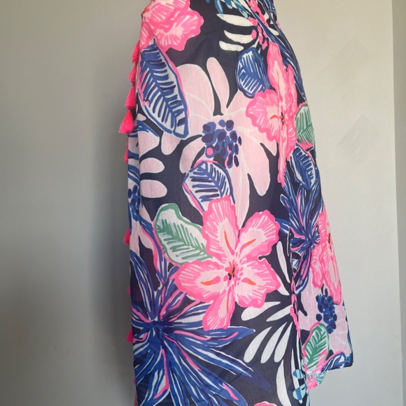 Lilly Pulitzer Resort Scarf Sugar Engineered Mambo Wrap High Tide Floral Hibiscu - Picture 2 of 11
